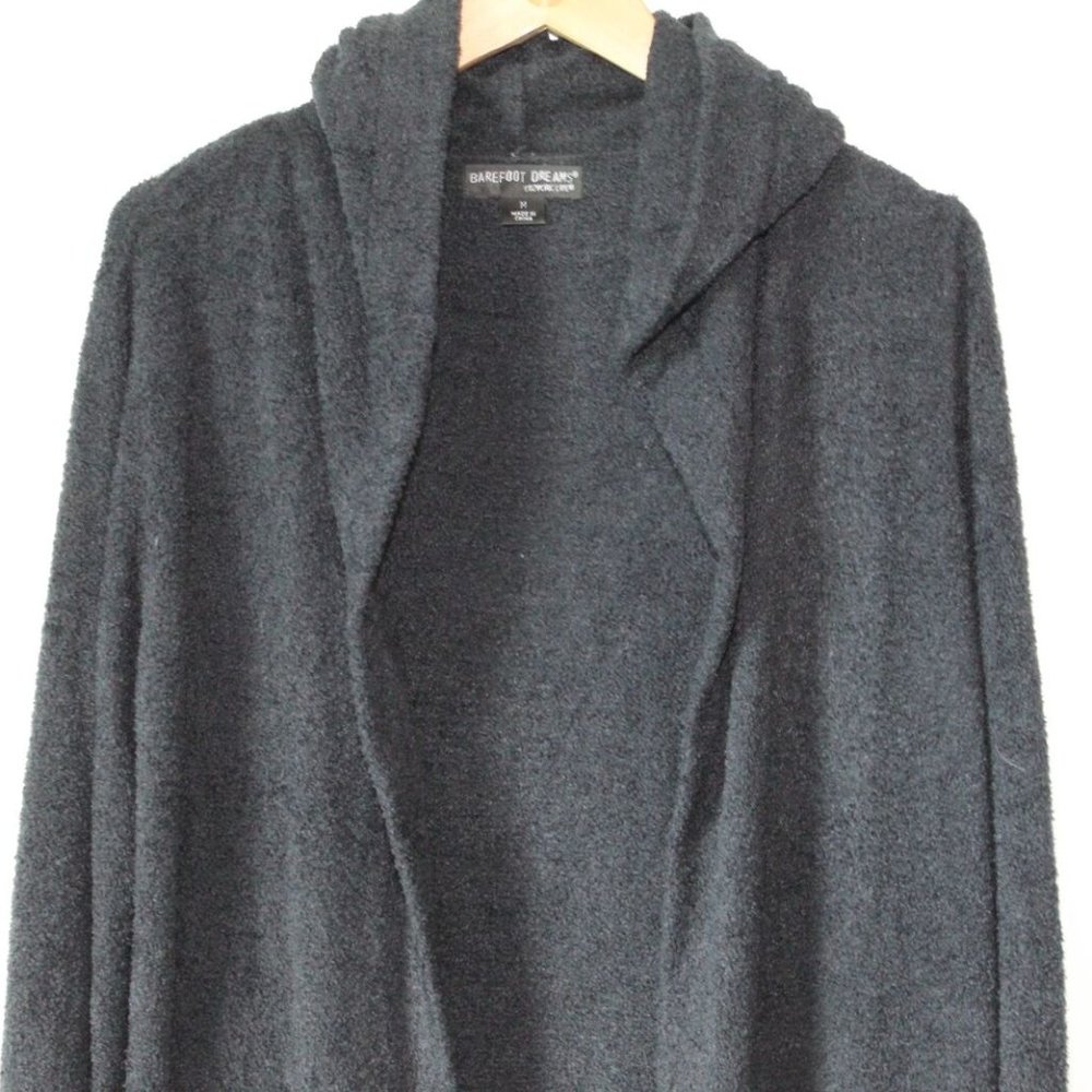 Barefoot Dream CozyChic Lite Coastal Hooded Cardigan Black Size Medium H13817 - Picture 4 of 9